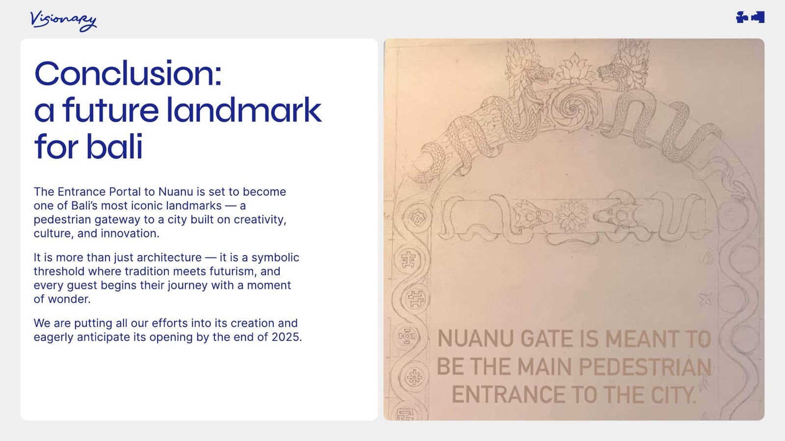 Hand-drawn engraving of the Nuanu Gate — caption: Nuanu Gate is meant to be the main pedestrian entrance to the city.