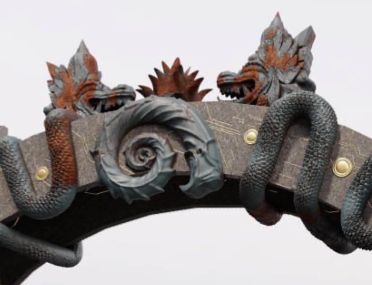 An early 3D visualisation translating the pencil sketch into sculptural form
