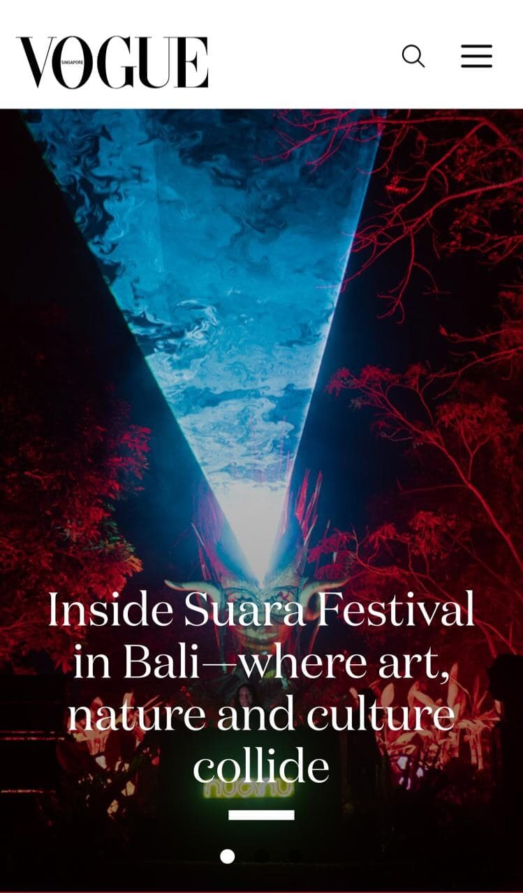Vogue Singapore feature showing Kriya illuminated at Suara Festival 2024
